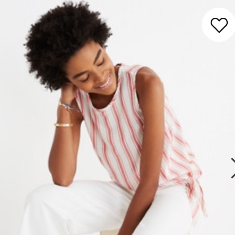 Madewell Side-Tie Tank pink/white stripe- XS